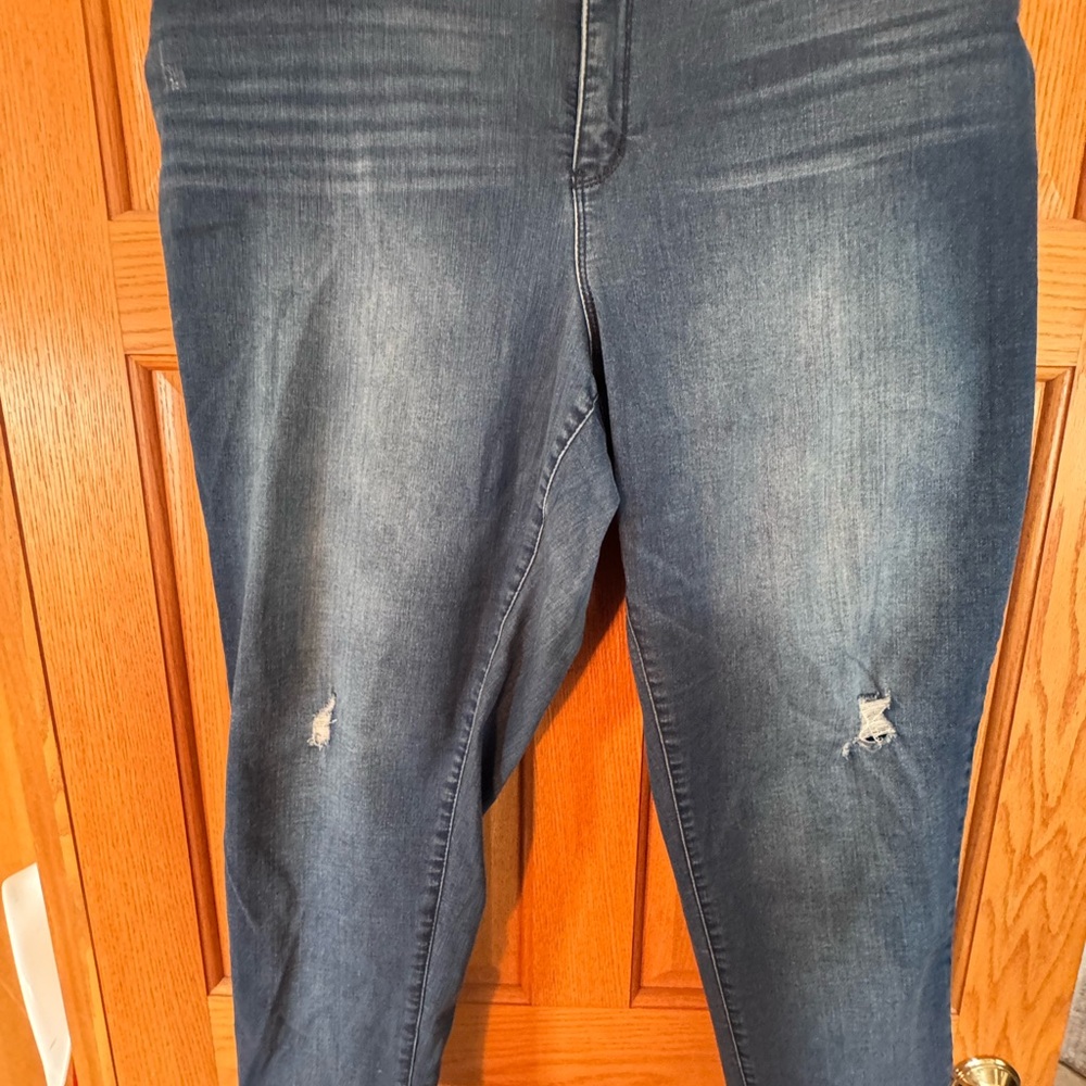Democracy Blue Skinny Jeans with Distressed Details